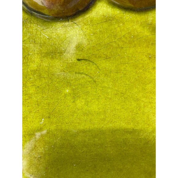 Los Angeles Potteries Vintage Pear Motif Olive Green Oval Ceramic Dish - Picture 2 of 5